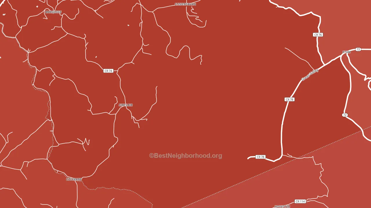 Sinclair, WV block-group political-lean map