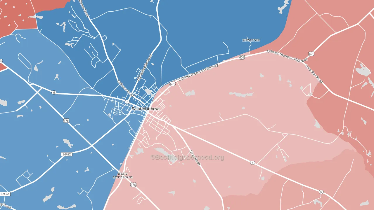 Singleton, SC block-group political-lean map