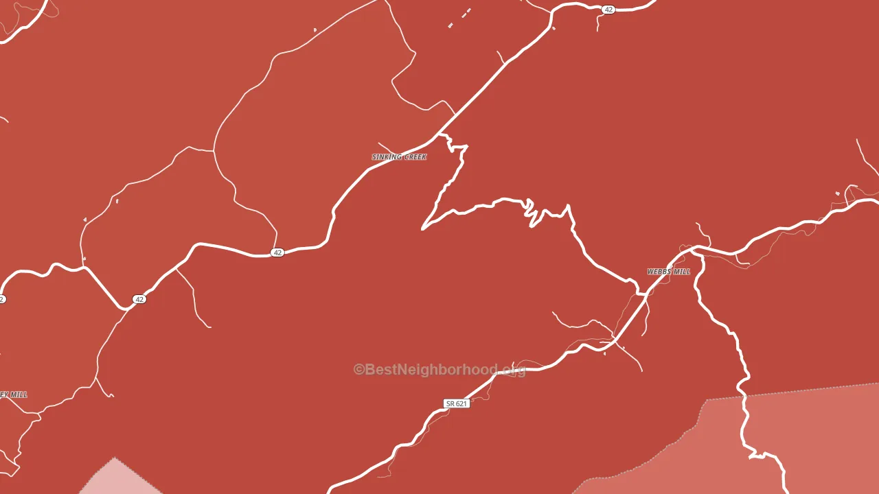 Sinking Creek, VA block-group political-lean map