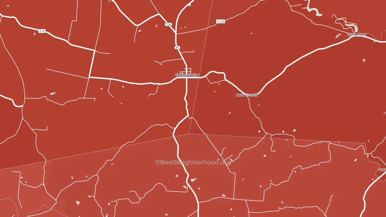 Sinking Spring, OH block-group political-lean map