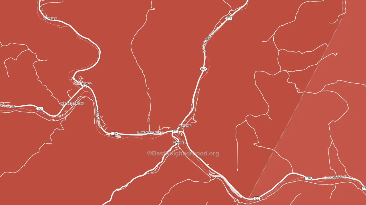 Sinnamahoning, PA block-group political-lean map