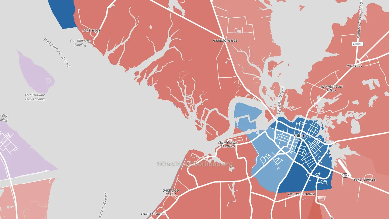Sinnickson Landing, NJ block-group political-lean map