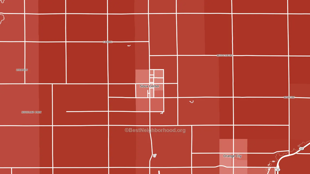 Sioux County, IA block-group political-lean map