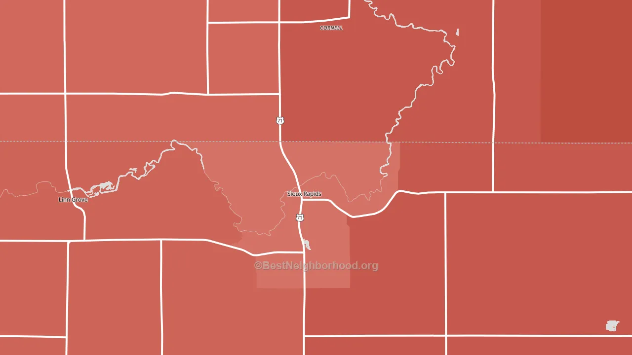 Sioux Rapids, IA block-group political-lean map