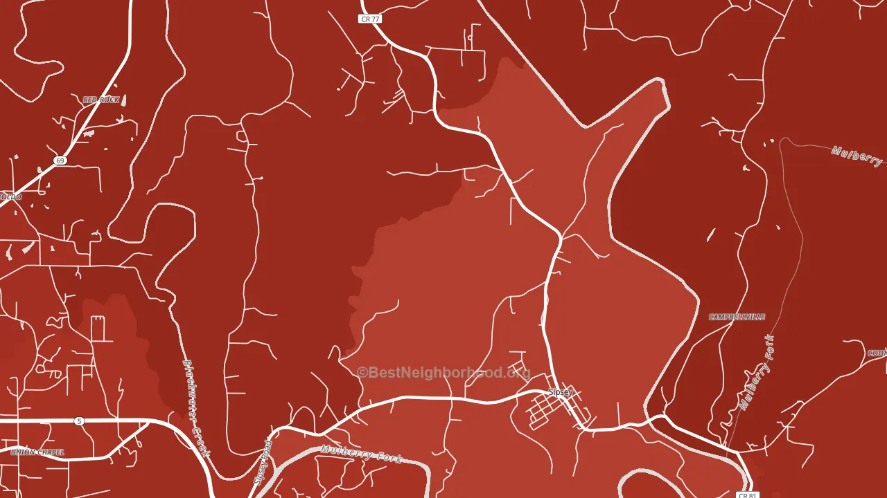Sipsey, AL block-group political-lean map