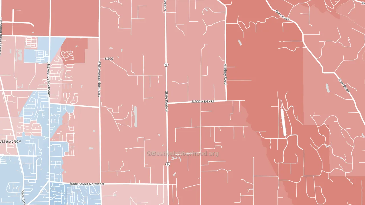 Sisco Heights, WA block-group political-lean map