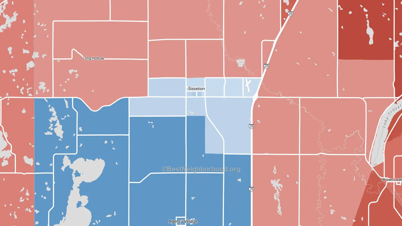 Sisseton, SD block-group political-lean map