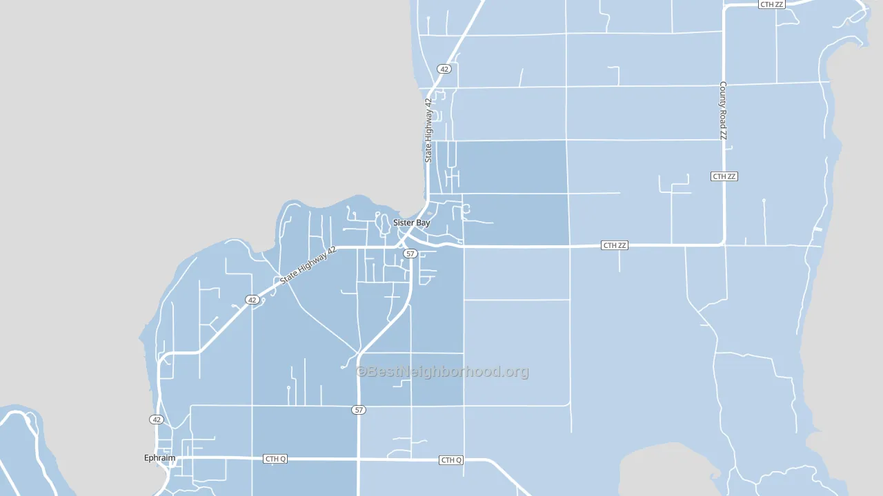 Sister Bay, WI block-group political-lean map