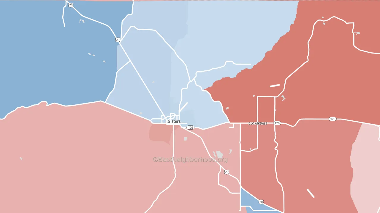 Sisters, OR block-group political-lean map