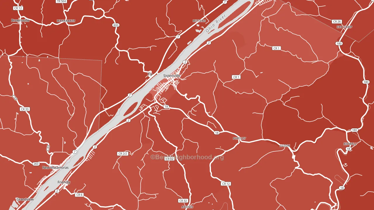 Sistersville, WV block-group political-lean map