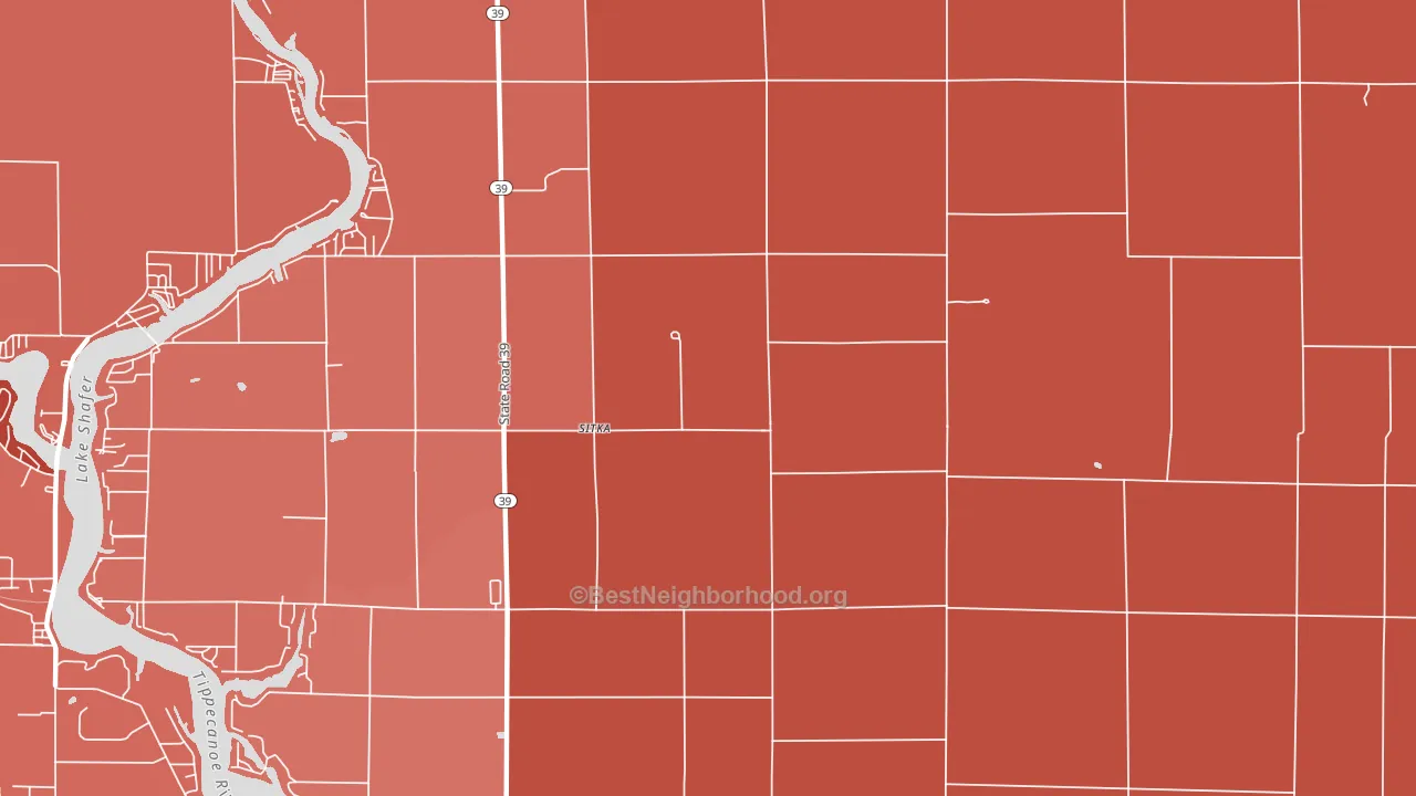 Sitka, IN block-group political-lean map