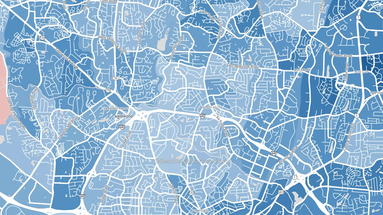 Six Forks, Raleigh, NC block-group political-lean map