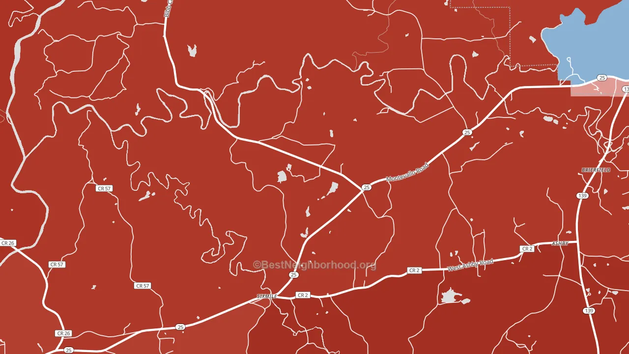 Six Mile, AL block-group political-lean map