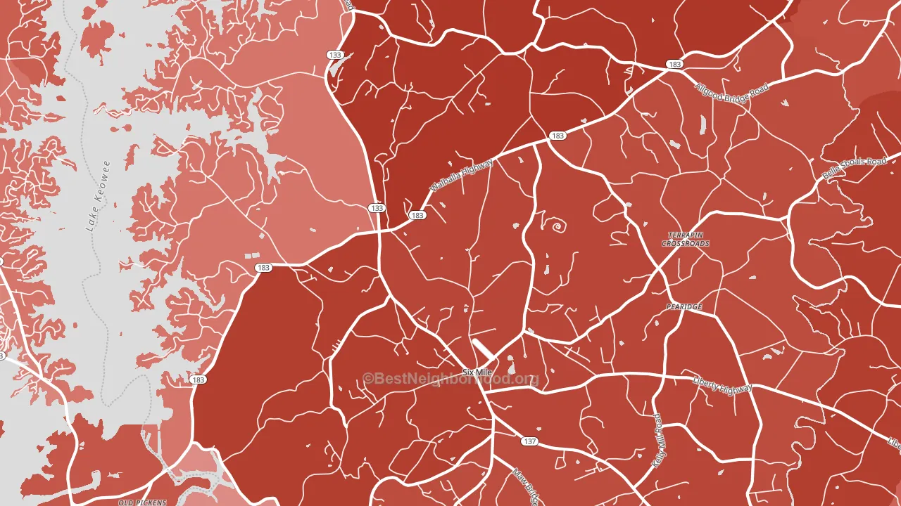 Six Mile, SC block-group political-lean map
