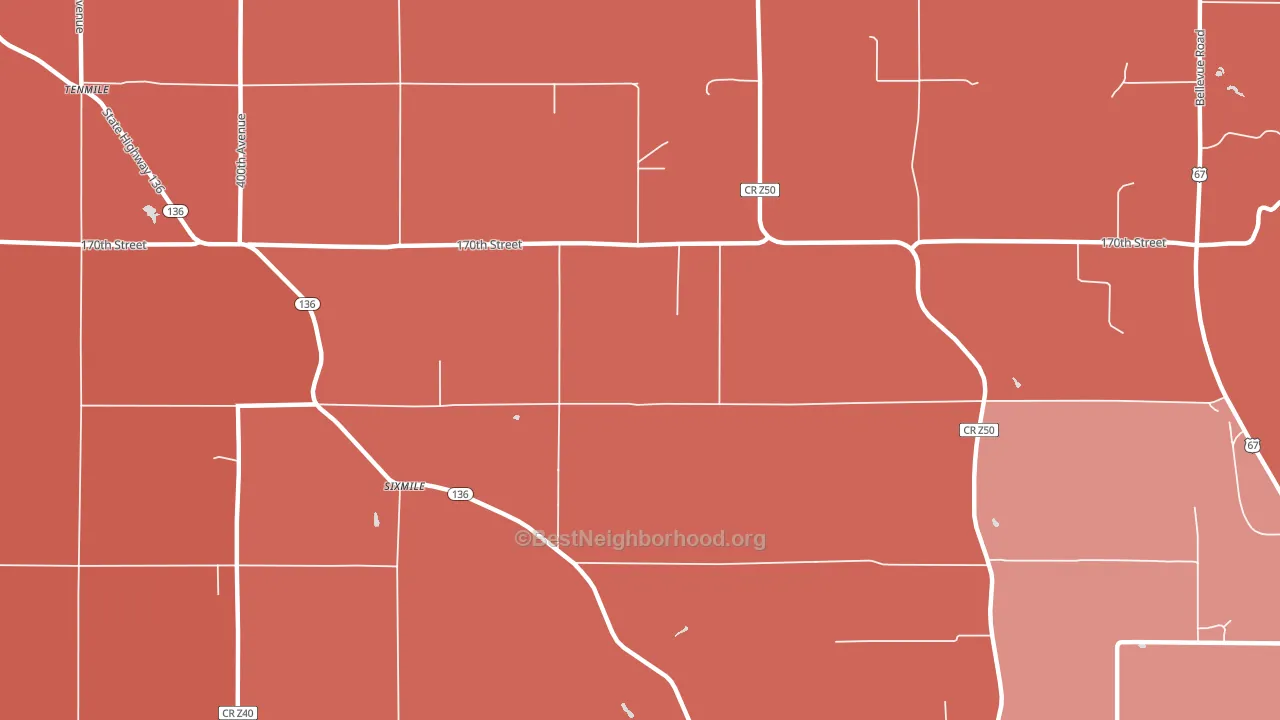 Sixmile, IA block-group political-lean map