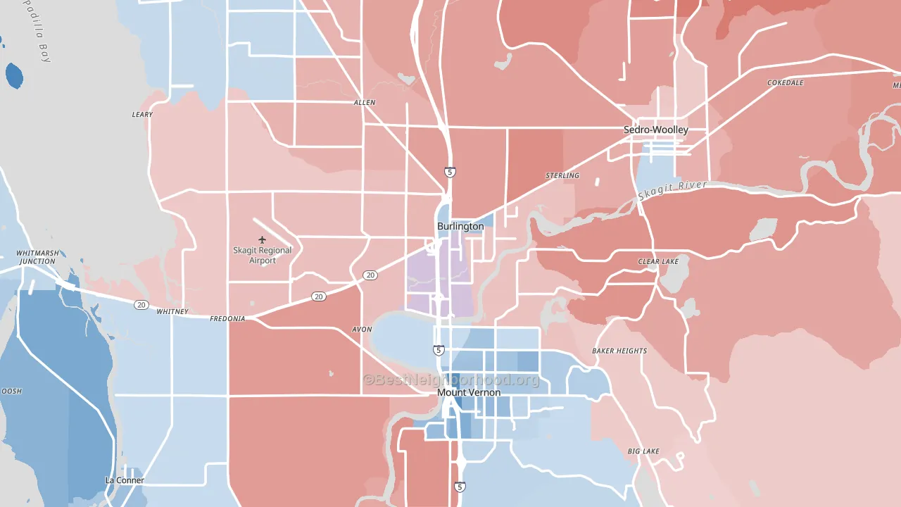 Skagit County, WA block-group political-lean map