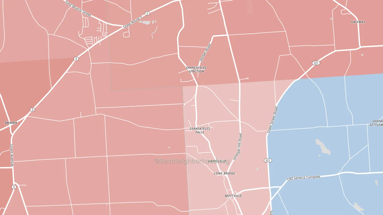 Skaneateles Falls, NY block-group political-lean map