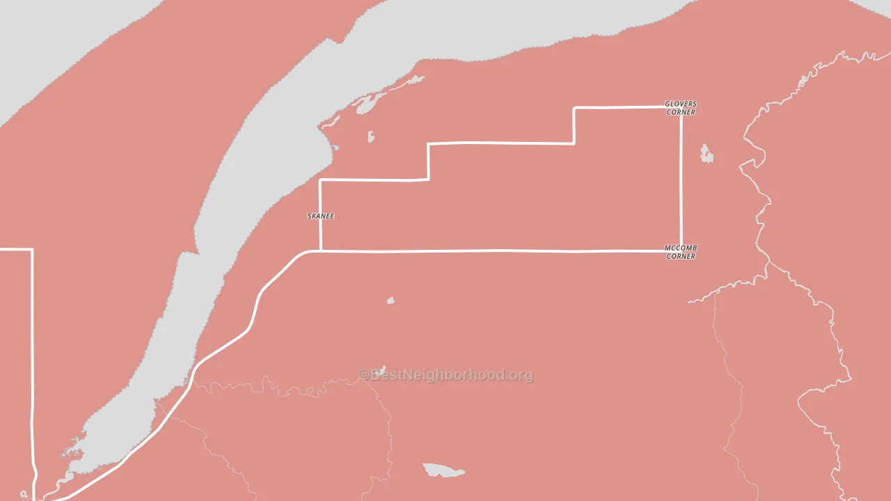 Skanee, MI block-group political-lean map