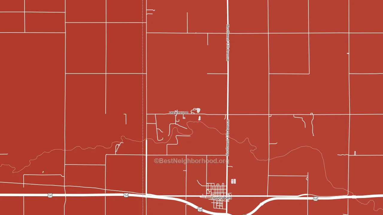 Skellyville, KS block-group political-lean map