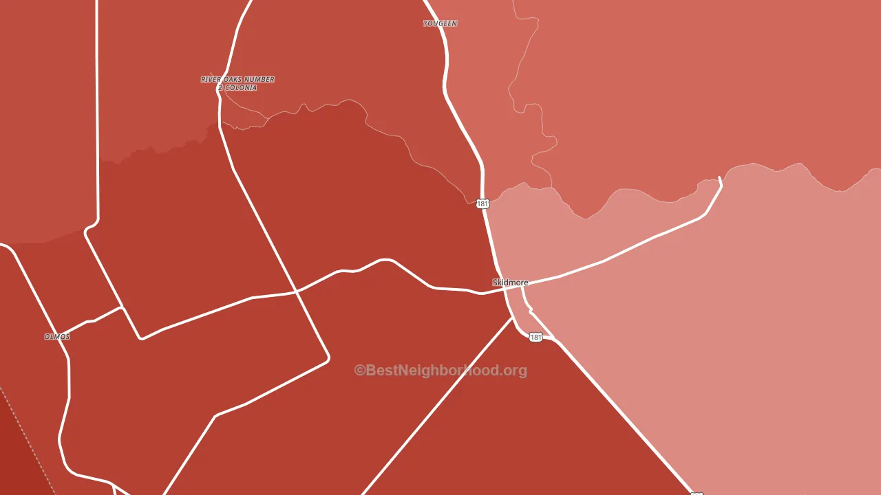 Skidmore, TX block-group political-lean map