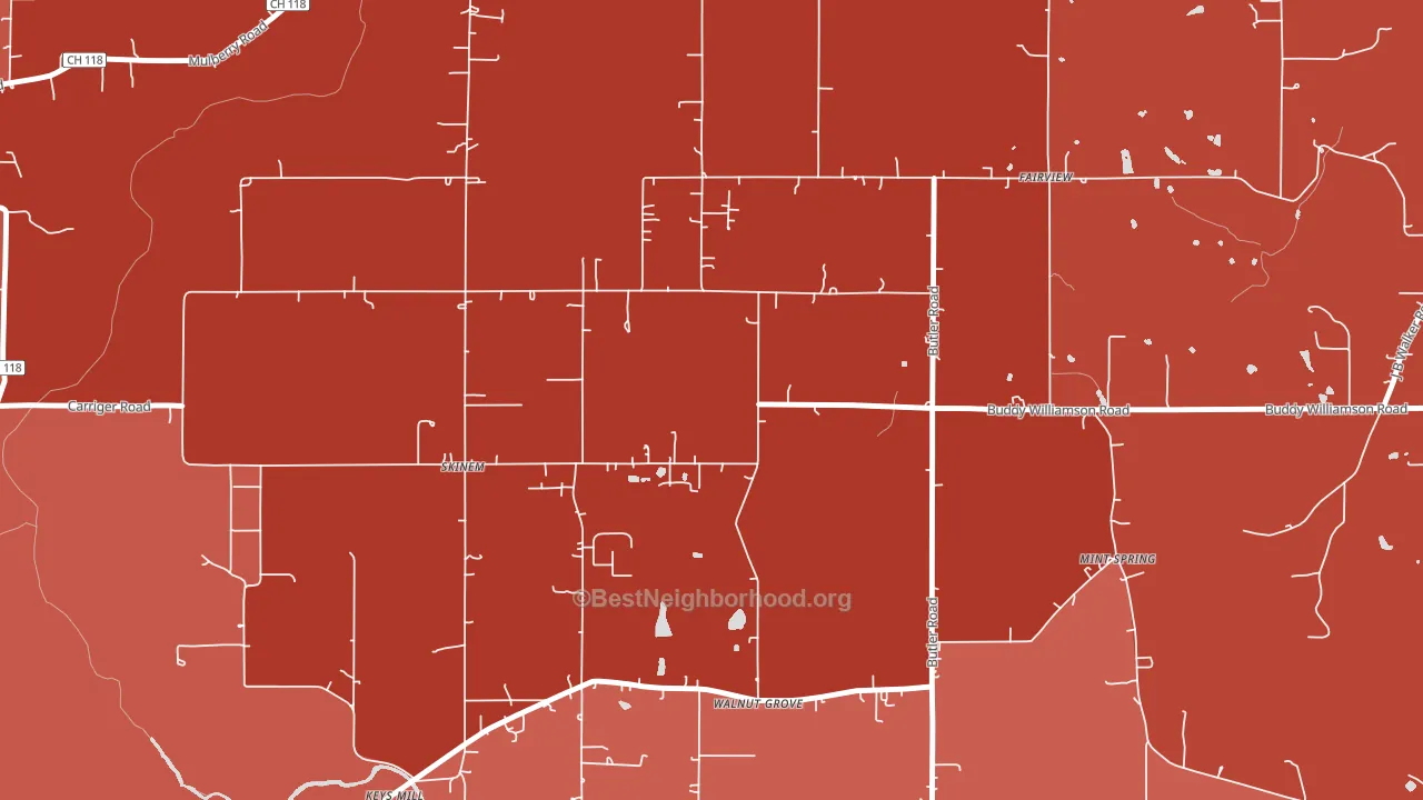 Skinem, AL block-group political-lean map
