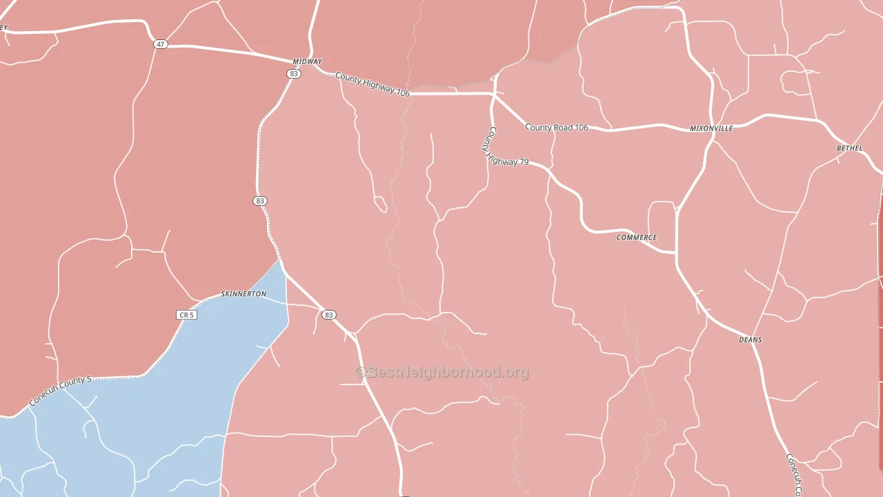 Skinnerton, AL block-group political-lean map