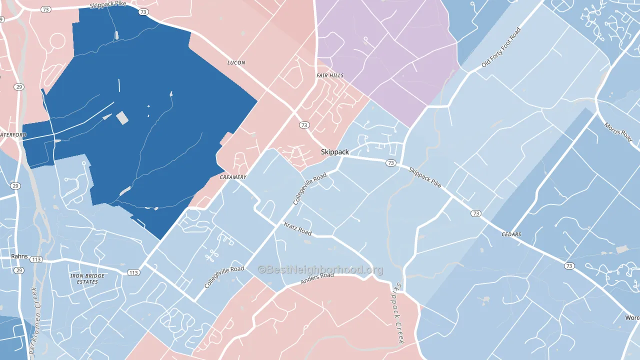 Skippack, PA block-group political-lean map