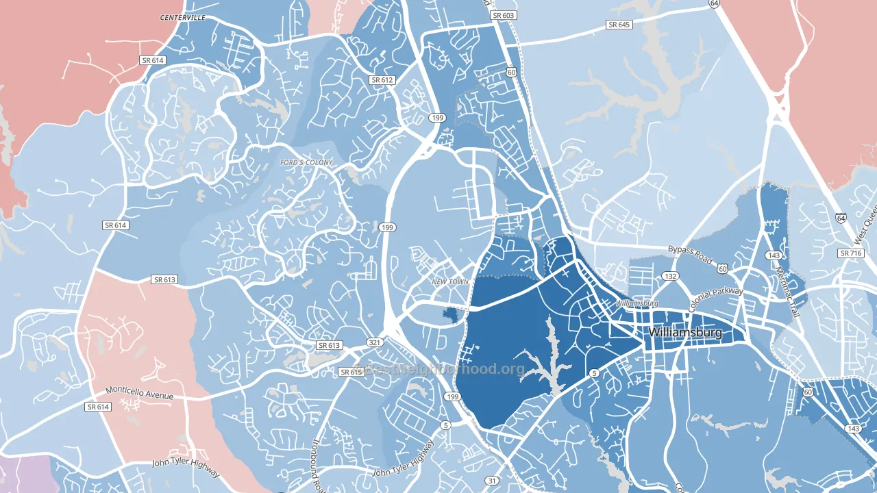 Skipwith Farms, VA block-group political-lean map
