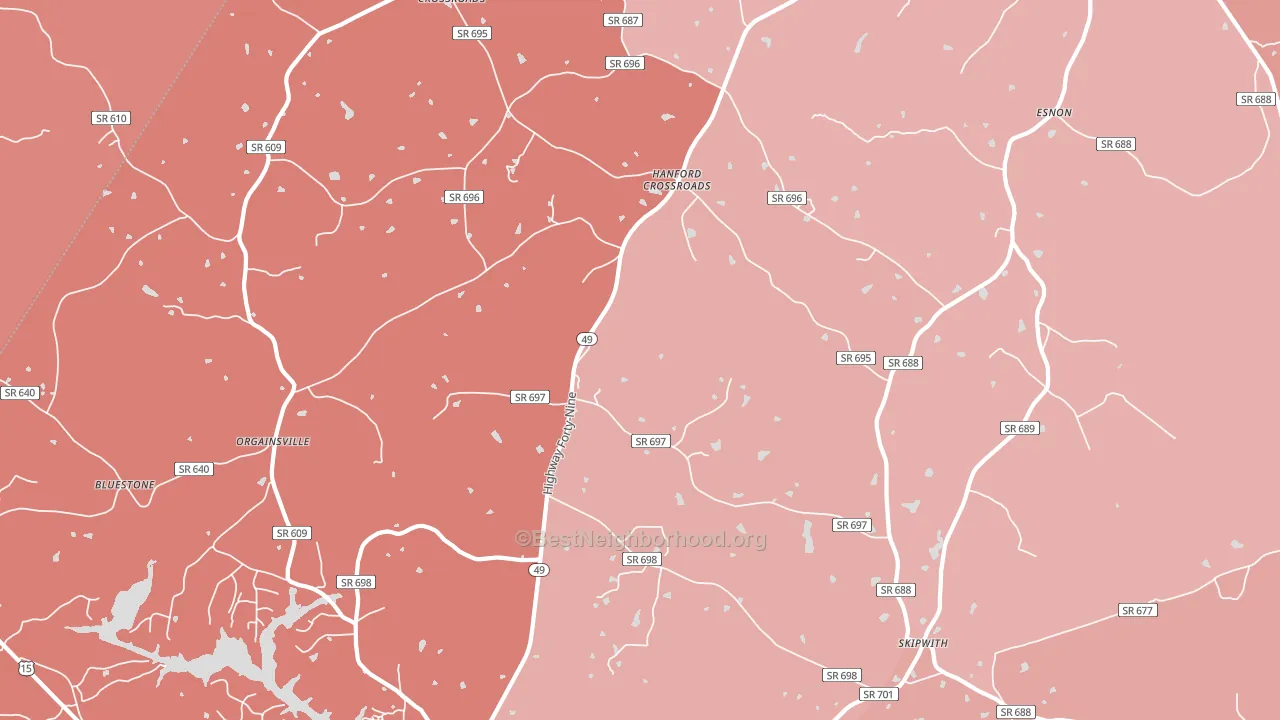 Skipwith, VA block-group political-lean map