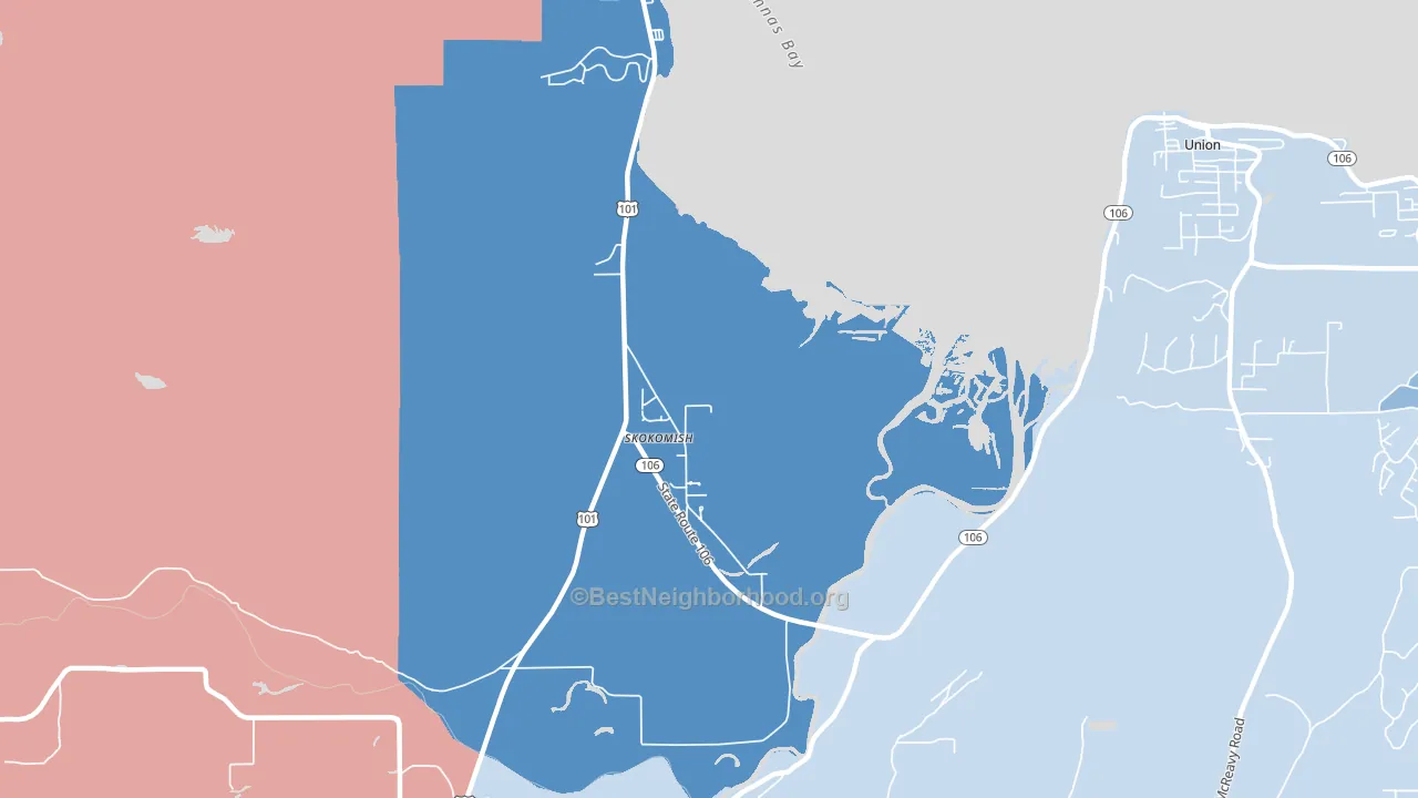 Skokomish, WA block-group political-lean map