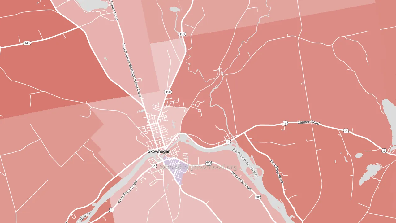 Skowhegan, ME block-group political-lean map