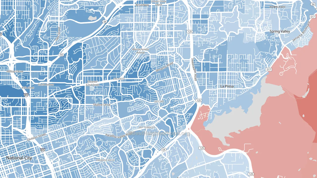 Sky Line, San Diego, CA block-group political-lean map
