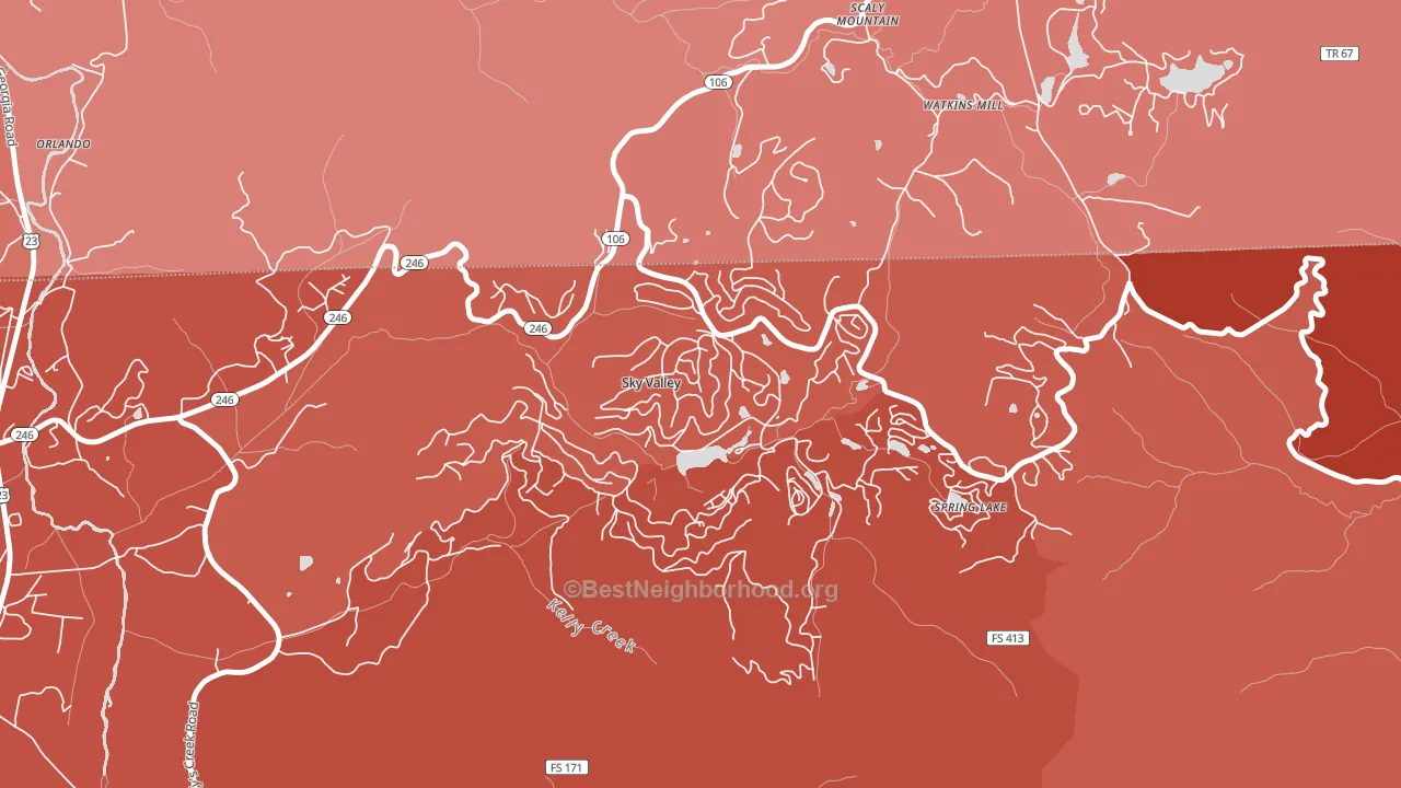 Sky Valley, GA block-group political-lean map