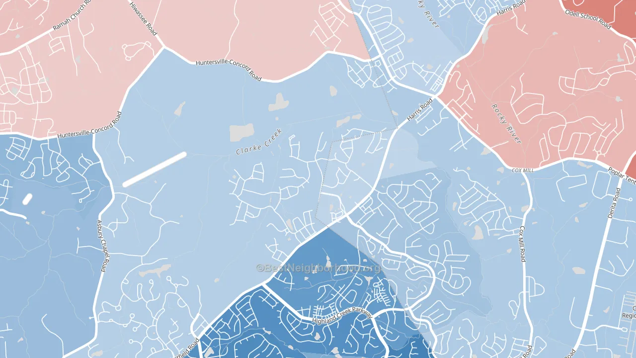 Skybrook, Huntersville, NC block-group political-lean map