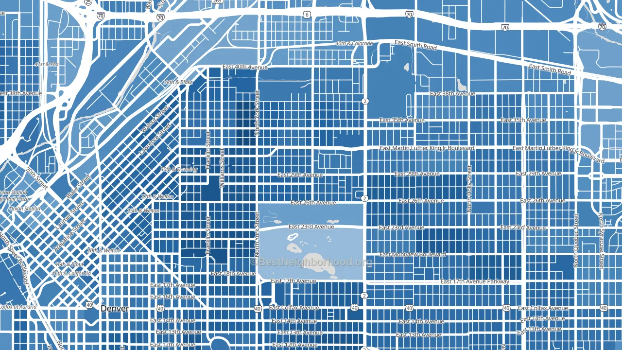 Skyland, Denver, CO block-group political-lean map