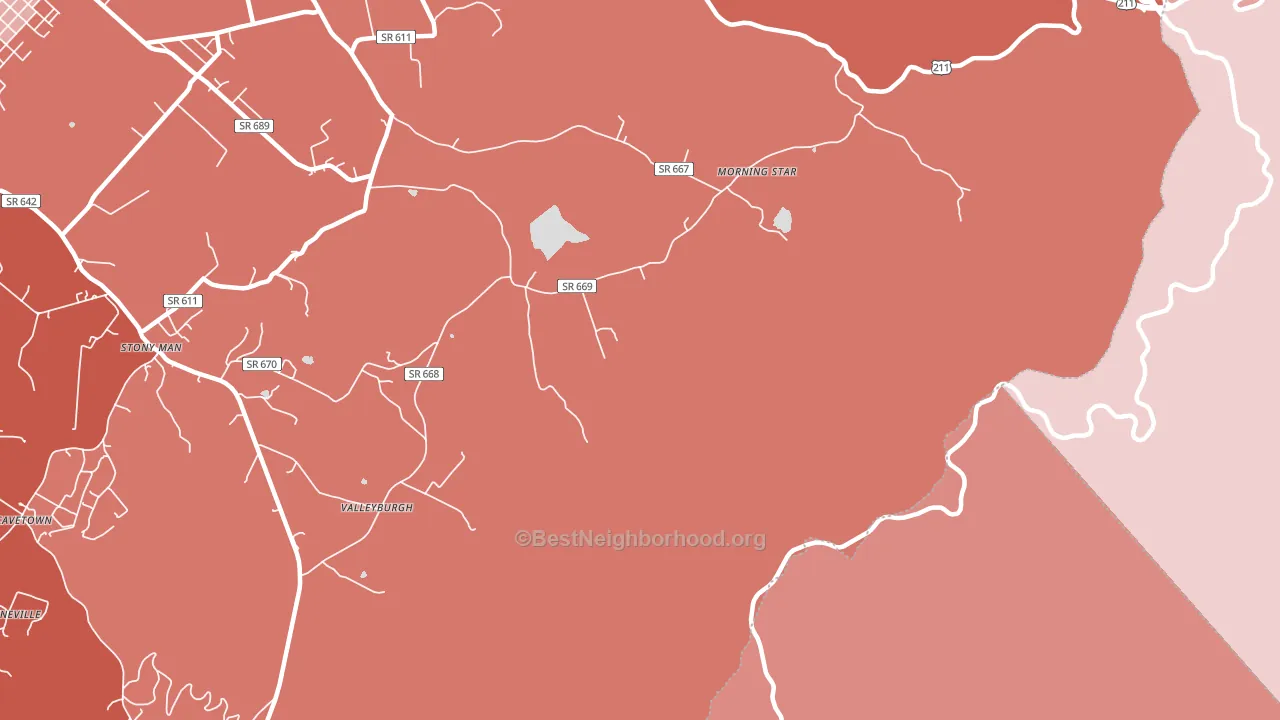 Skyland, VA block-group political-lean map