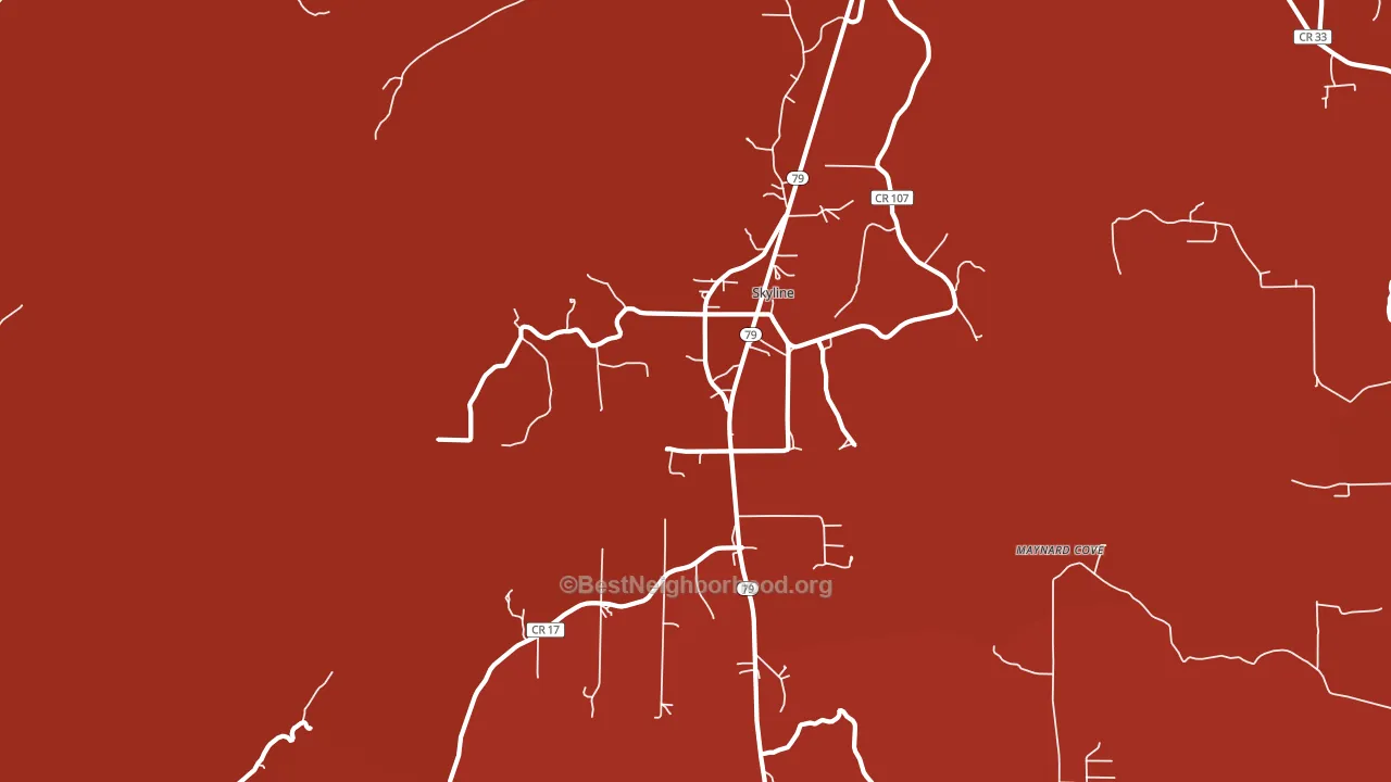 Skyline, AL block-group political-lean map