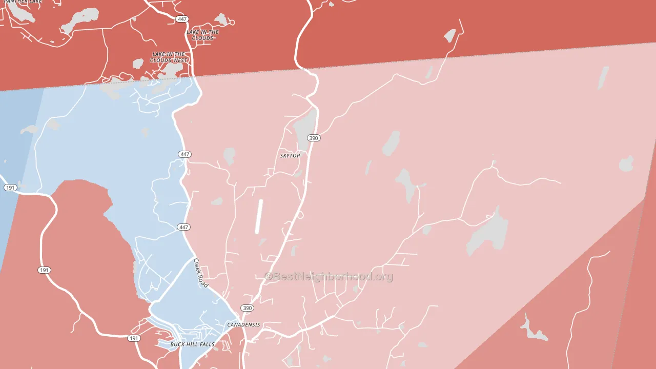 Skytop, PA block-group political-lean map