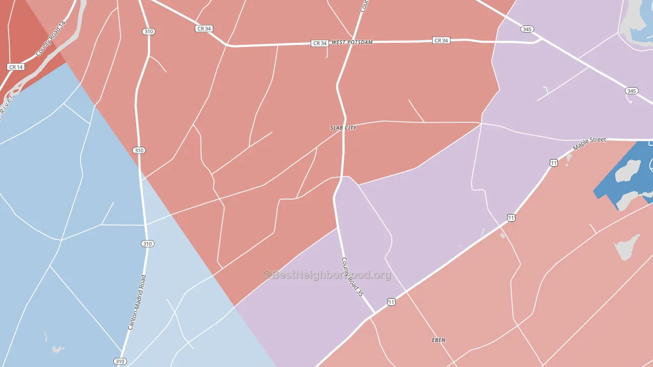 Slab City, NY block-group political-lean map