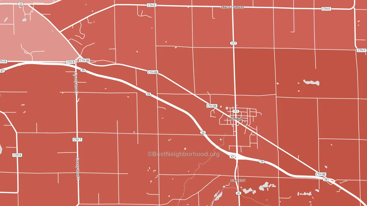 Slab City, WI block-group political-lean map