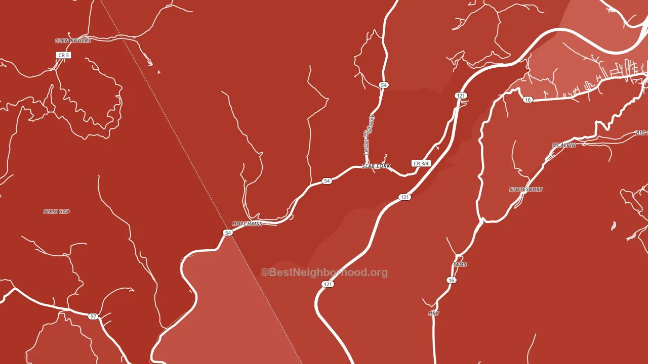 Slab Fork, WV block-group political-lean map
