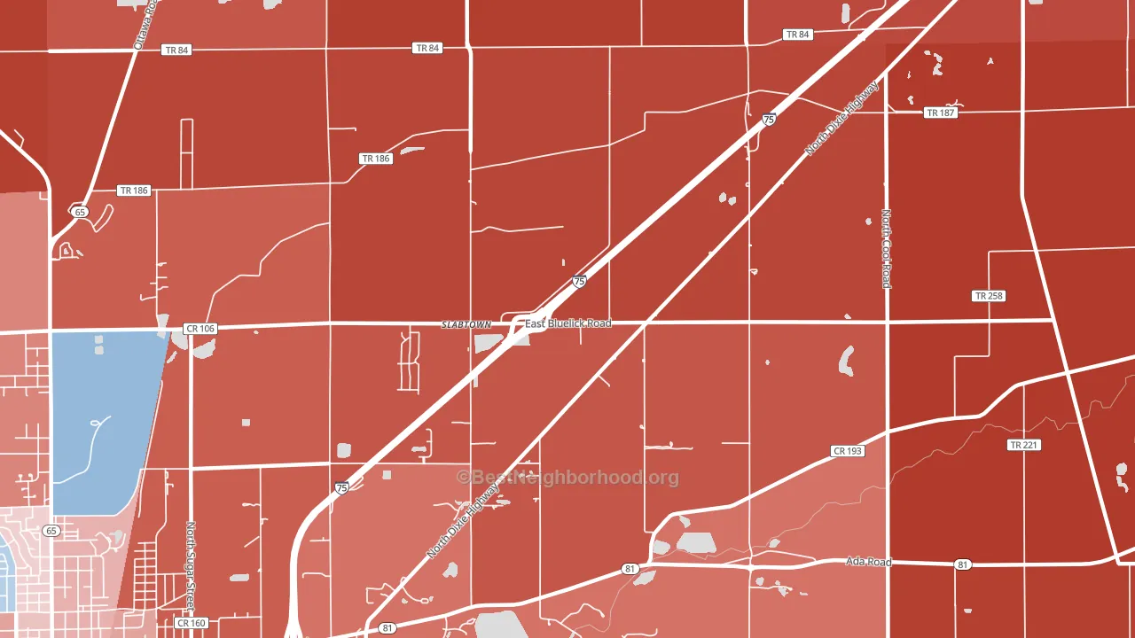 Slabtown, OH block-group political-lean map