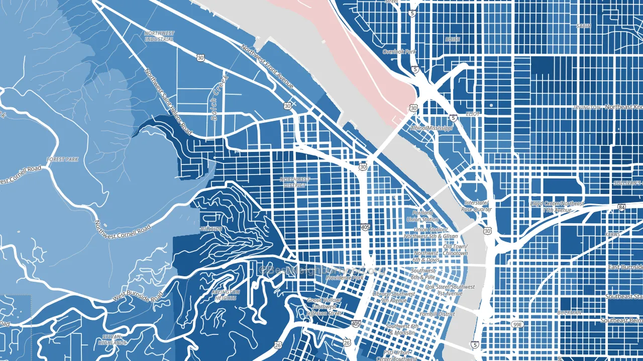 Slabtown, Portland, OR block-group political-lean map