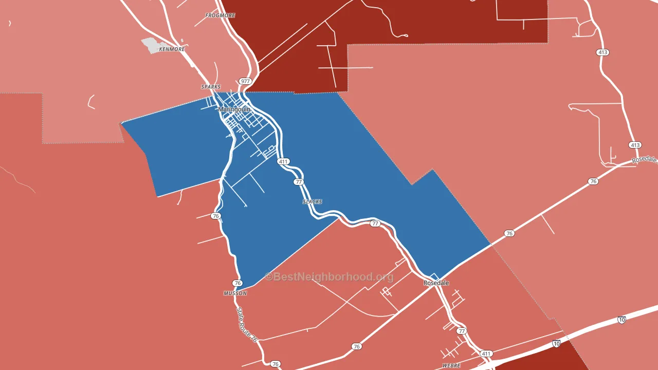 Slacks, LA block-group political-lean map
