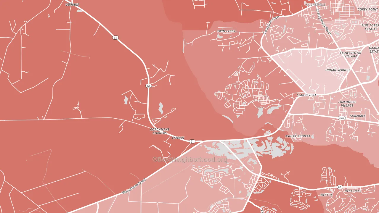 Slandsville, SC block-group political-lean map