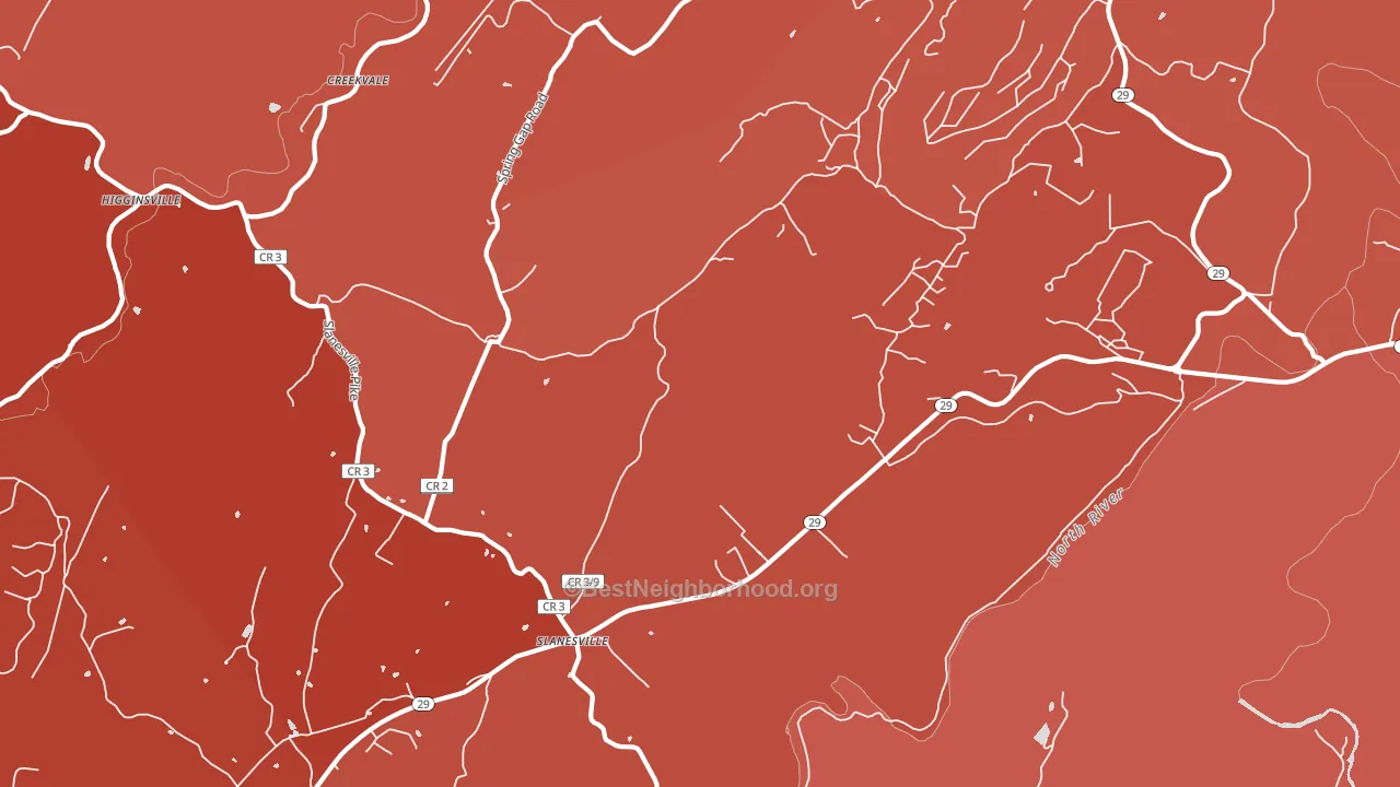 Slanesville, WV block-group political-lean map