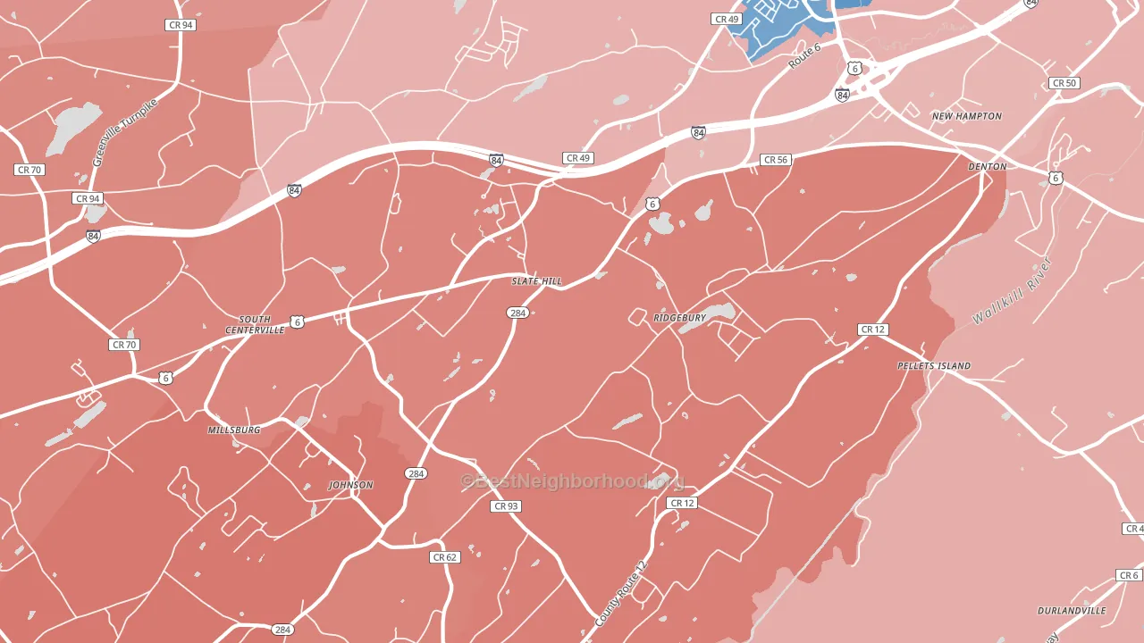 Slate Hill, NY block-group political-lean map
