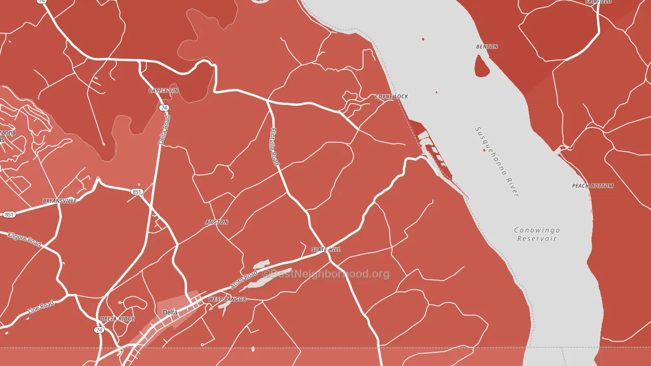 Slate Hill, PA block-group political-lean map