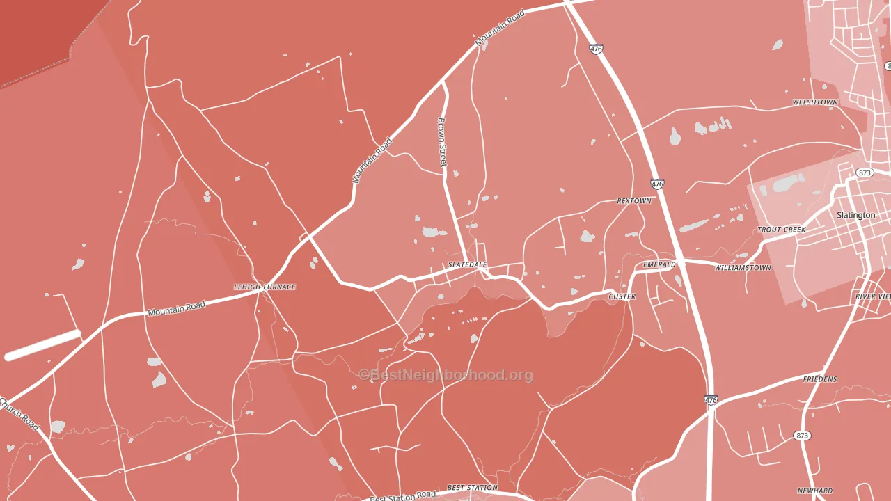Slatedale, PA block-group political-lean map