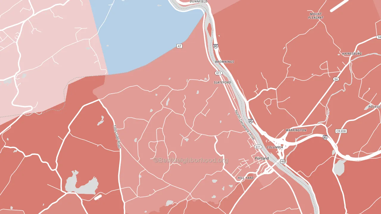 Slateford, PA block-group political-lean map